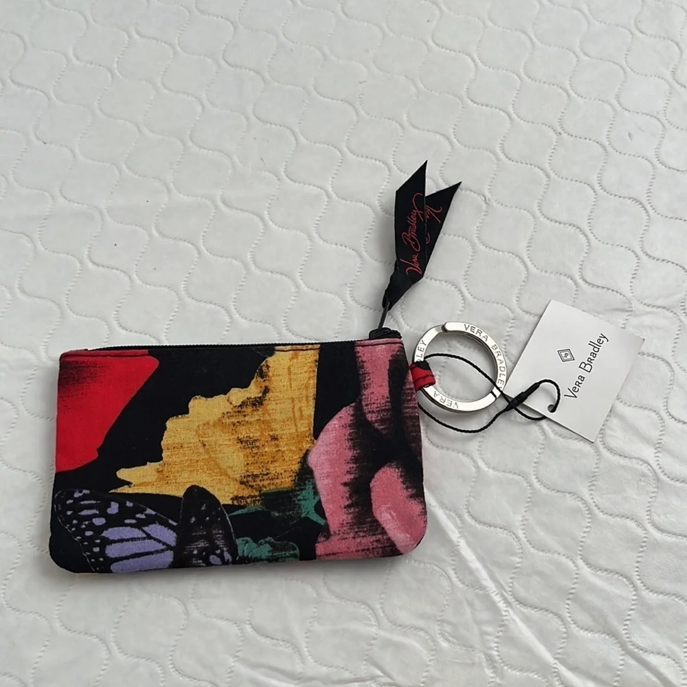 Vera Bradley Havana Rose multicolor zip ID case with key ring